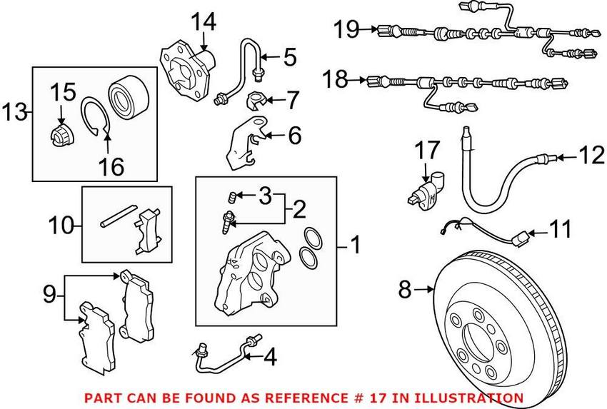 VW ABS Wheel Speed Sensor - Passenger Side WHT003856B